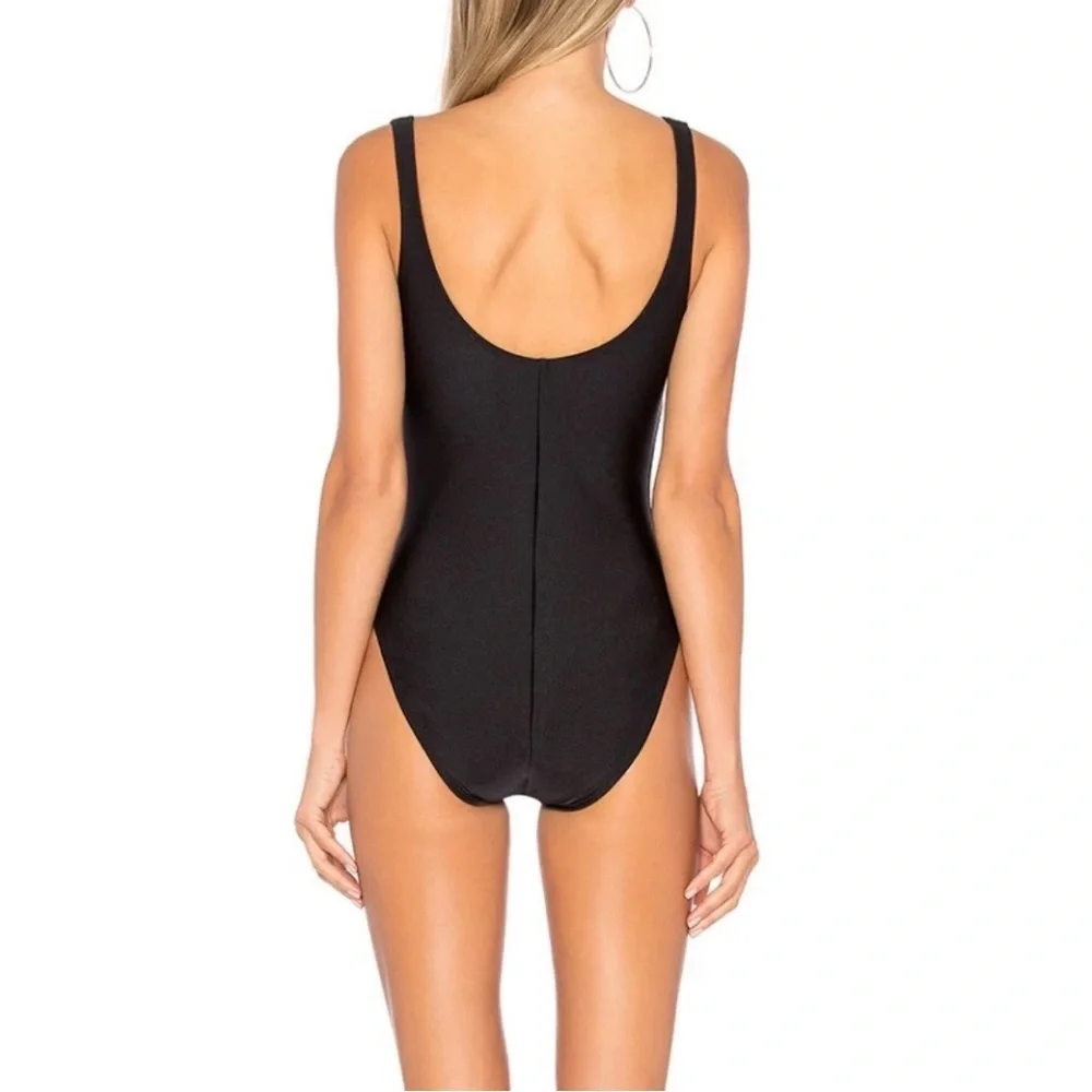 NWT Shoshanna Black One-Piece Checkered Gingham Lace-Up Bust Swimsuit Size 6